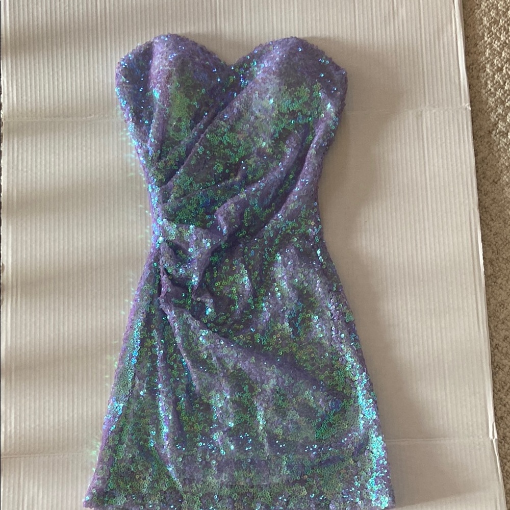 Elegant Purple Sequin Prom Dress